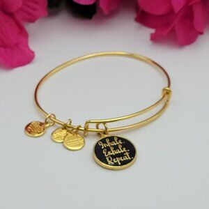 ALEX AND ANI Inhale Exhale Repeat Charm Bracelet Gold Vermeil Expandable 7"
